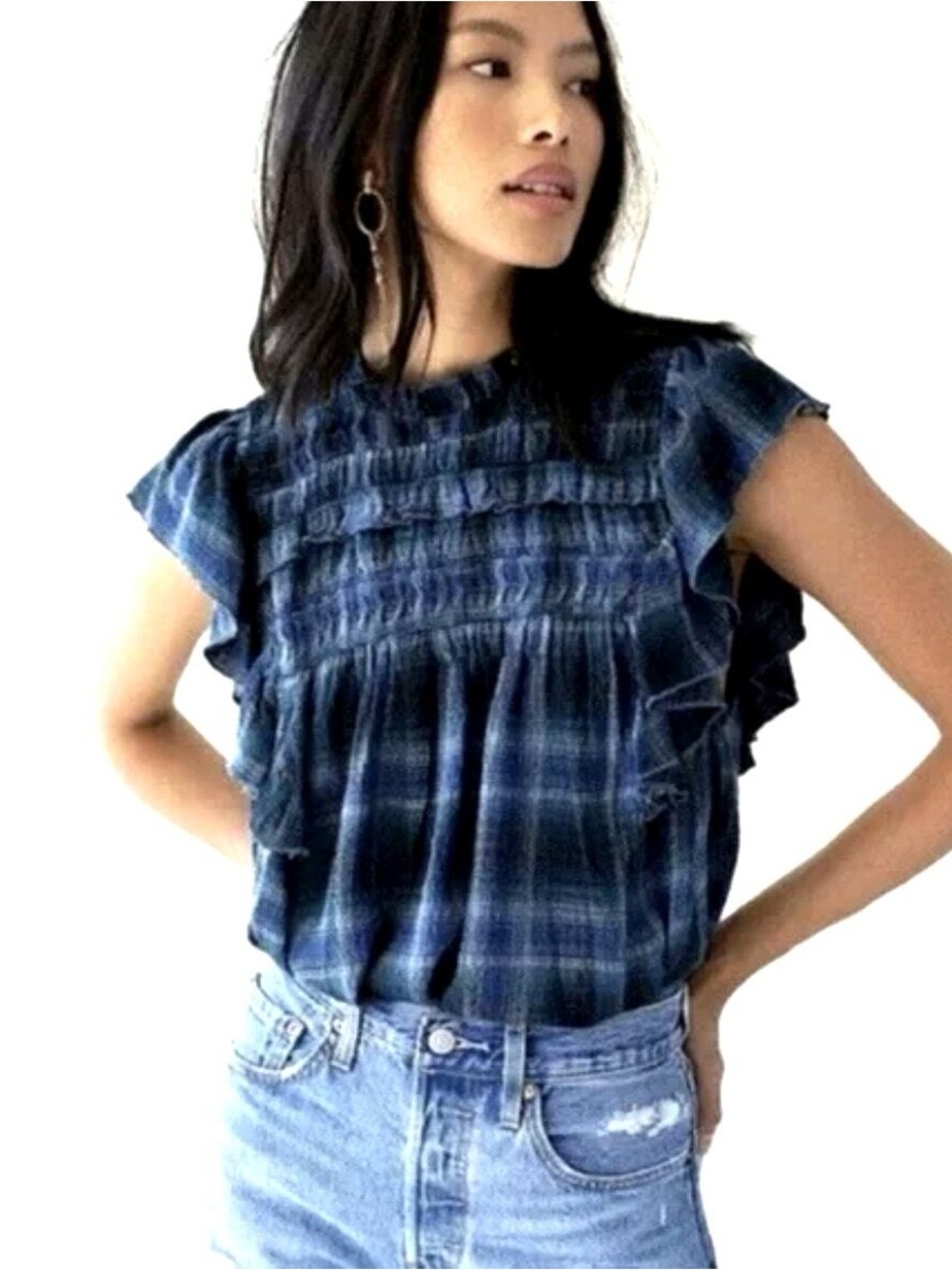 Free people not your average girl plaid top